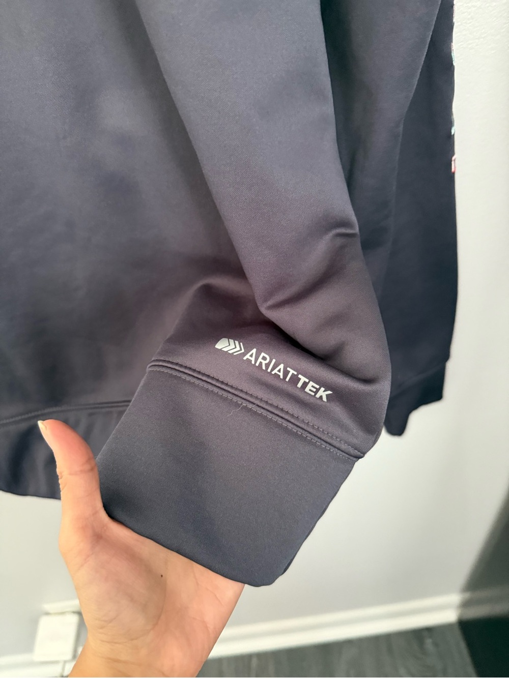 Ariat Tek Women’s Small 1/4 Zip Hoodie Drawstring Grey Outdoor Active Logo - Picture 4 of 6